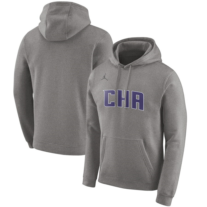 Men's Charlotte Hornets Heather Gray City Edition Pullover Hoodie